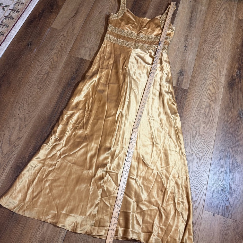 Vintage 100% Silk Beaded Dress Vintage Beaded Dress Liquid Gold Grecian Goddess - Picture 12 of 12